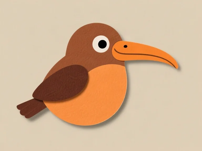A brown and orange bird with a long curved orange beak.